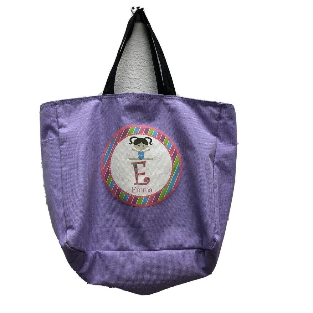 Gymnastics Cheer Personalized Tote Bag Gymnast Cheerleader Emma Purple EUC